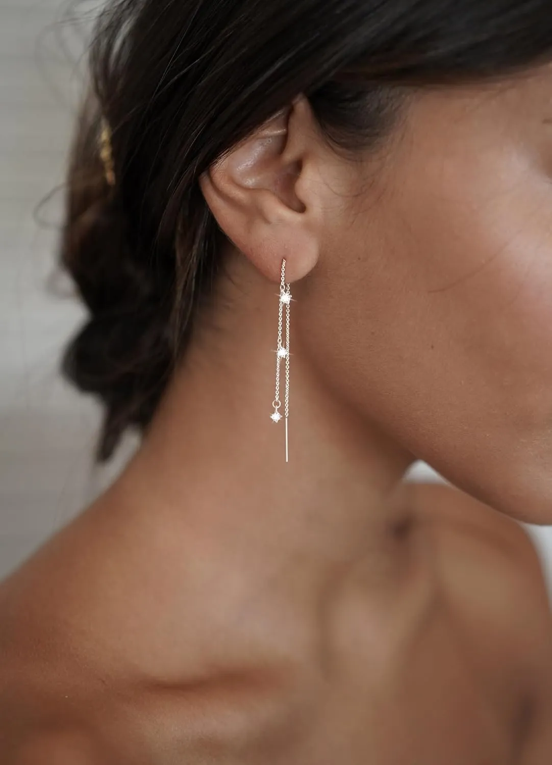Dangle Earrings for Women Dainty Long Hanging Gold/Silver Chain Earrings Trendy Hypoallergenic Dangling CZ/Pearl Threader Earrings for Women Jewelry
