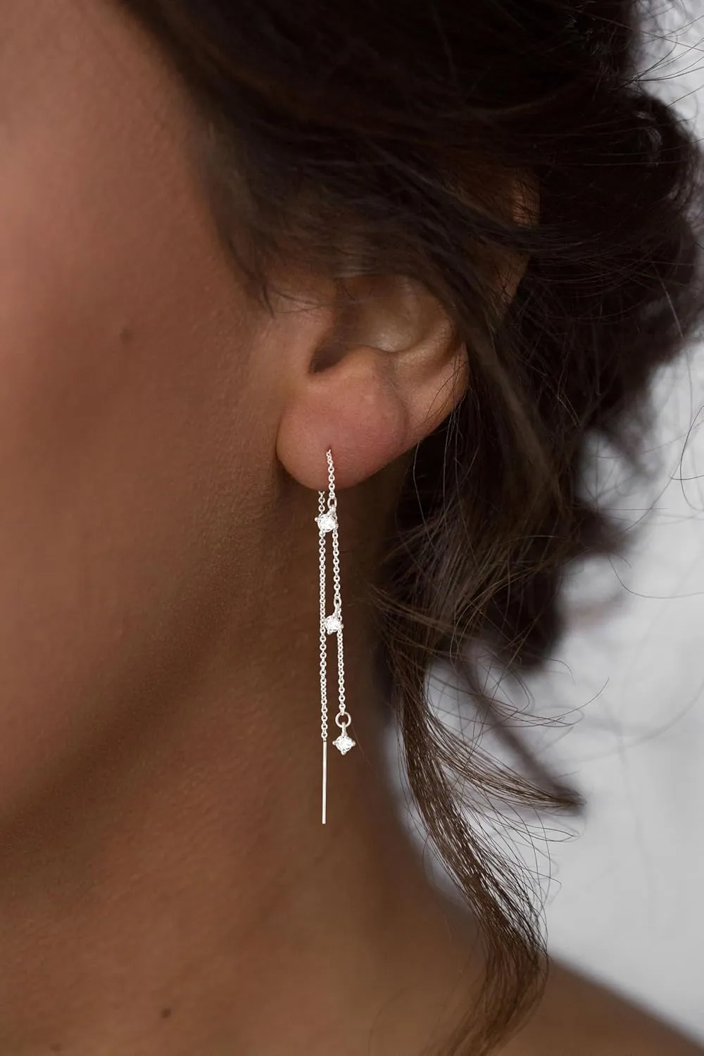 Dangle Earrings for Women Dainty Long Hanging Gold/Silver Chain Earrings Trendy Hypoallergenic Dangling CZ/Pearl Threader Earrings for Women Jewelry