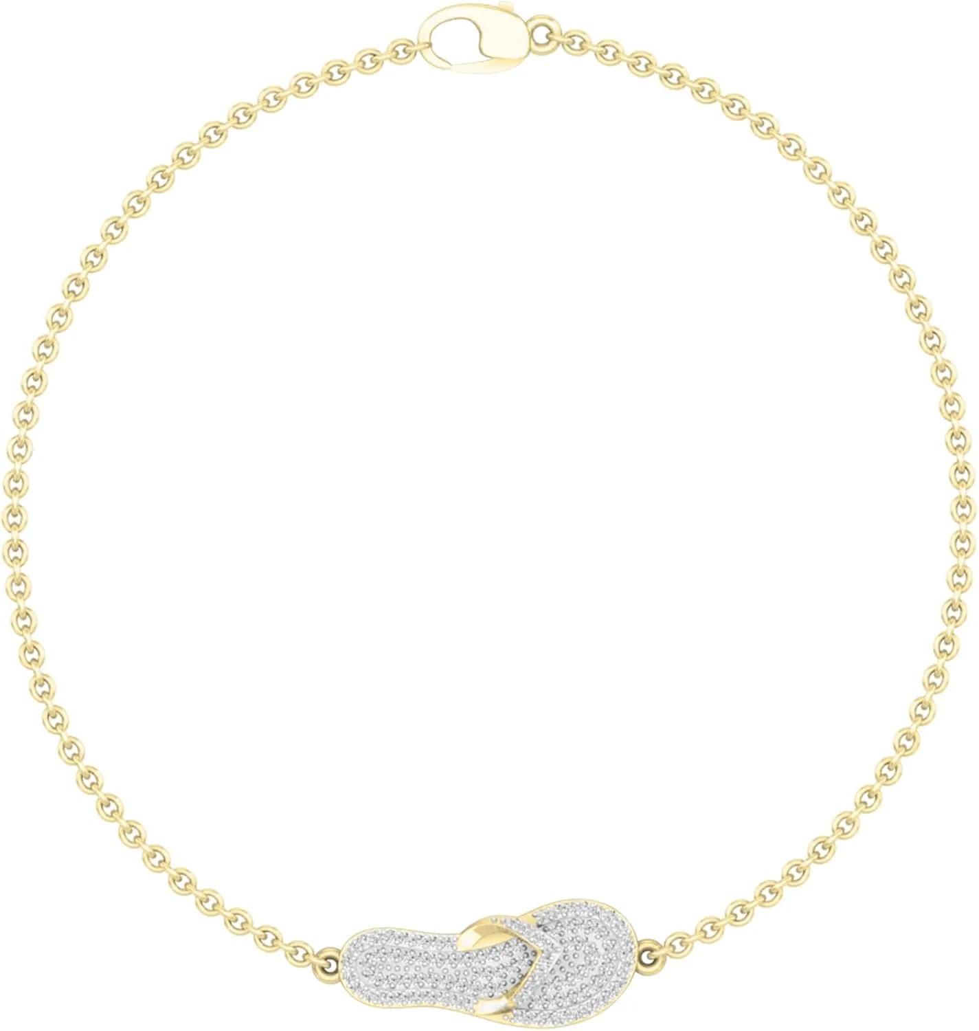 Dazzlingrock Collection 0.19 Cttw Round White Diamond Slipper Flip Flop Sandal Bracelet for Women in 18K Solid Gold