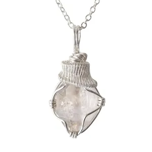 Designs By Nature Gems Natural Herkimer Diamond Necklace for Women - April Birthstone Necklace for Women - Designer Pendant Necklace - 30-45 Carat Herkimer Diamond, Sterling SIlver Chain