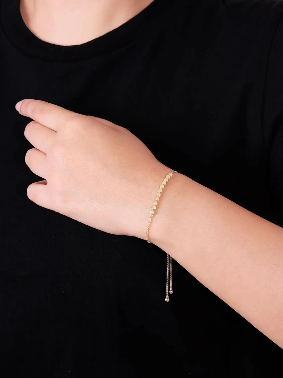 DEVATA 14K Solid Gold Clover/Heart/Butterfly/Cable Link/Round Women Chain Bracelet
