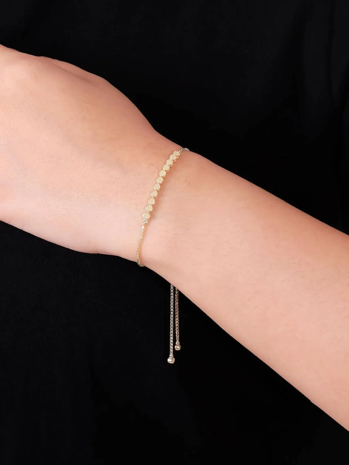 DEVATA 14K Solid Gold Clover/Heart/Butterfly/Cable Link/Round Women Chain Bracelet