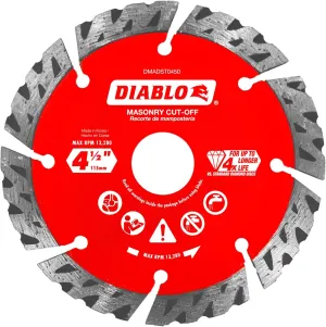 Diablo Diamond Segmented Turbo Masonry Cut - Off Blade for Concrete, Brick and Block - 4-1/2" Diameter, 2.4mm Kerf, 13280 Max RPM - DMADST0450