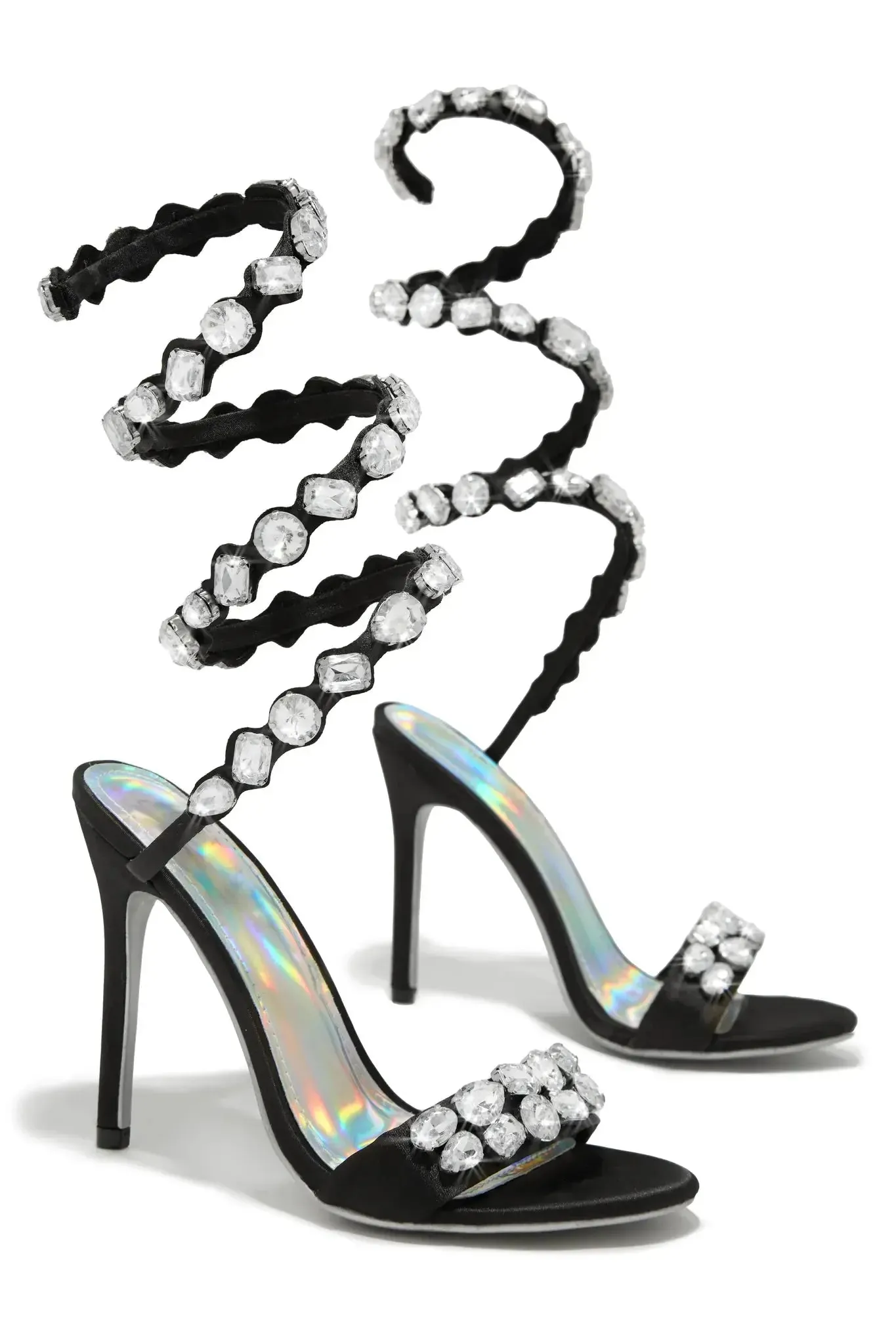 Diamond Embellished Spiral HIgh Heels