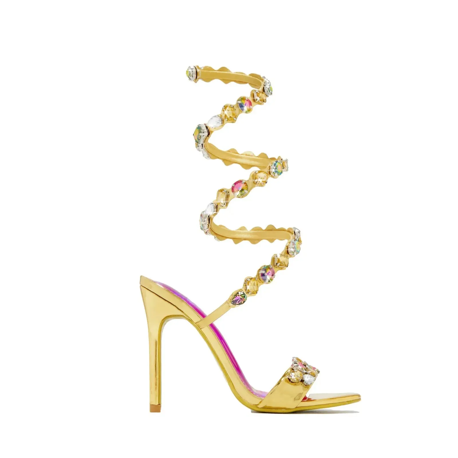 Diamond Embellished Spiral HIgh Heels