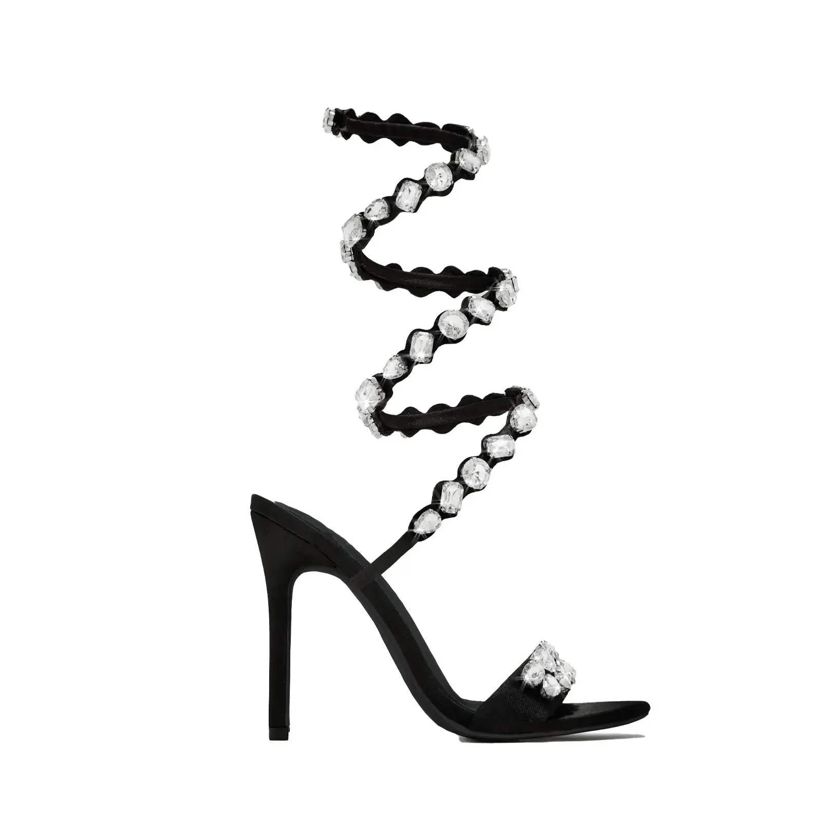 Diamond Embellished Spiral HIgh Heels