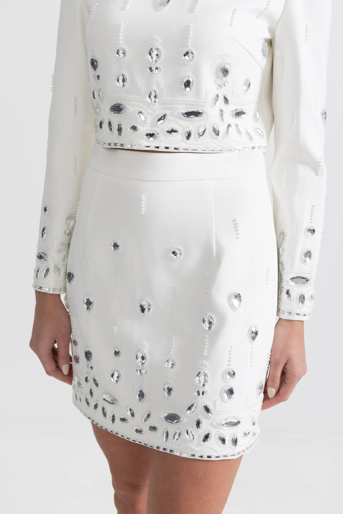Diamond Embroidered Mini Skirt Set