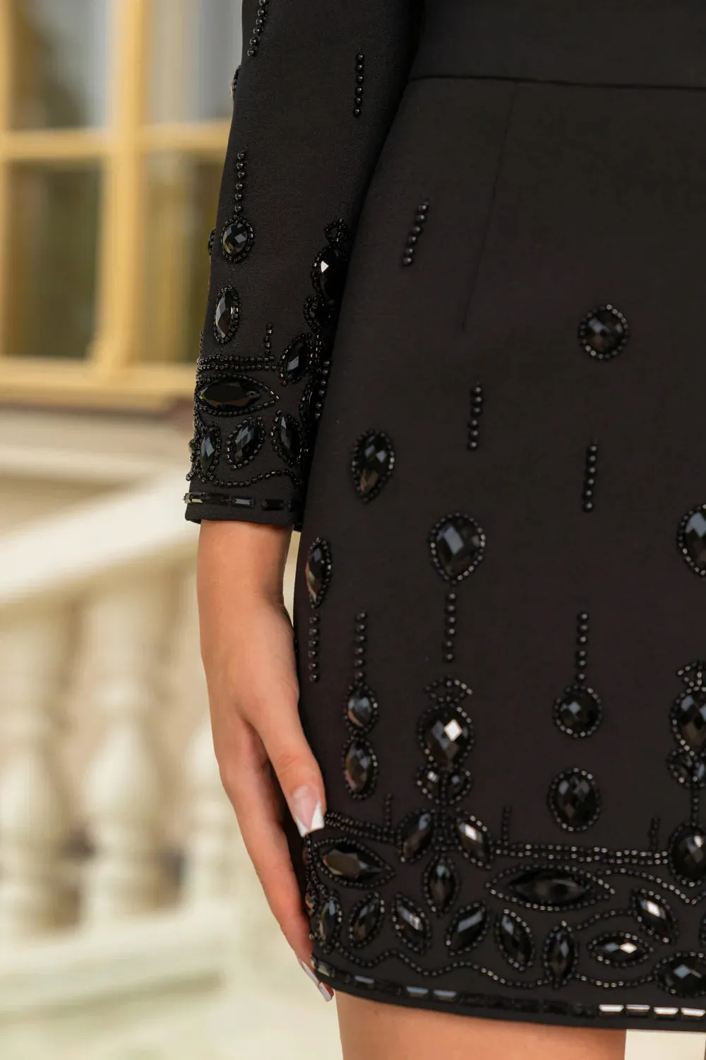 Diamond Embroidered Mini Skirt Set