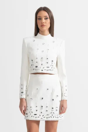 Diamond Embroidered Mini Skirt Set