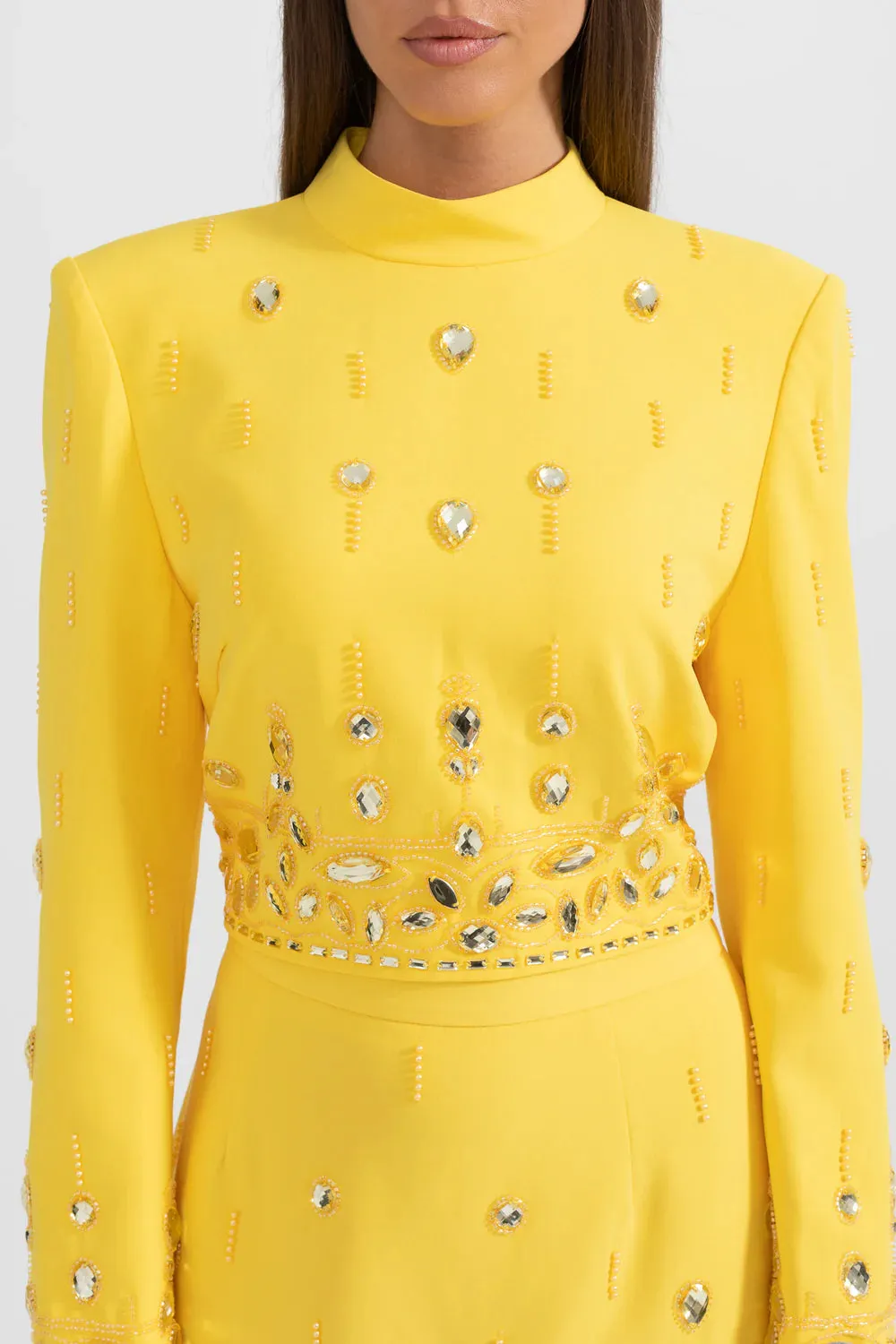 Diamond Embroidered Mini Skirt Set