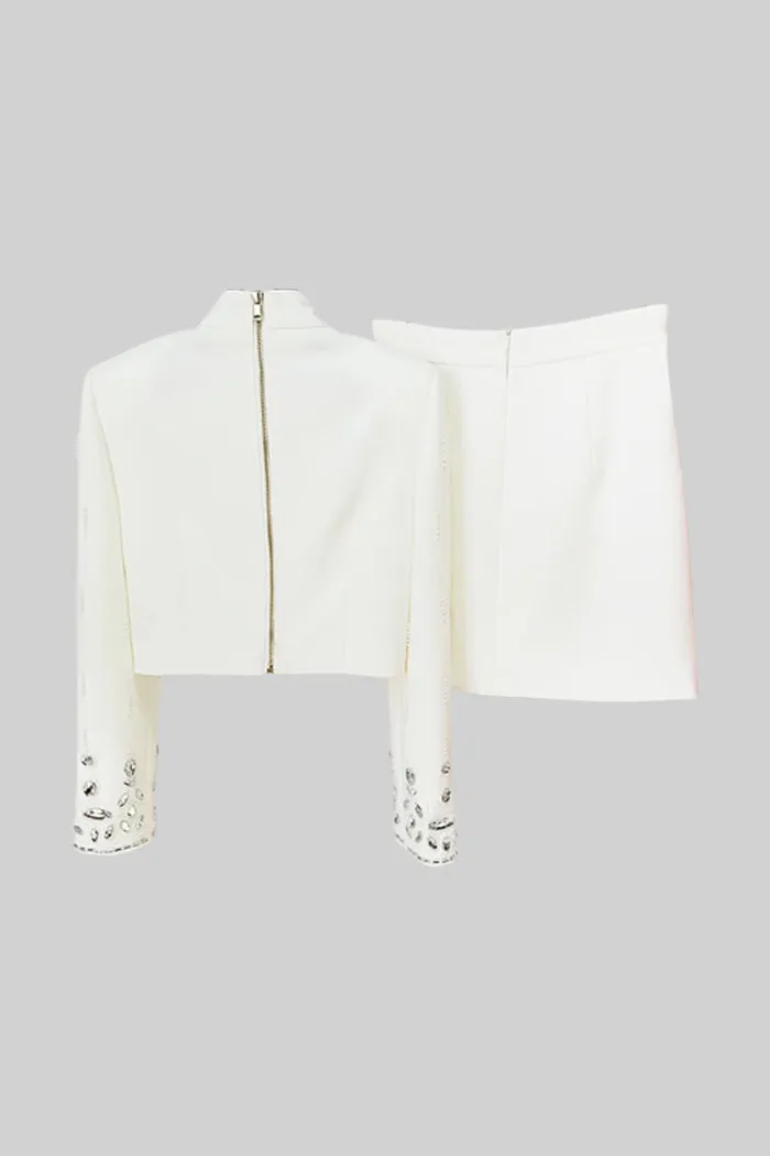 Diamond Embroidered Mini Skirt Set
