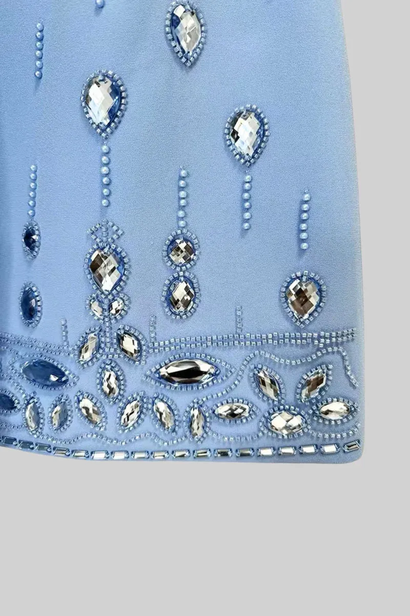 Diamond Embroidered Mini Skirt Set