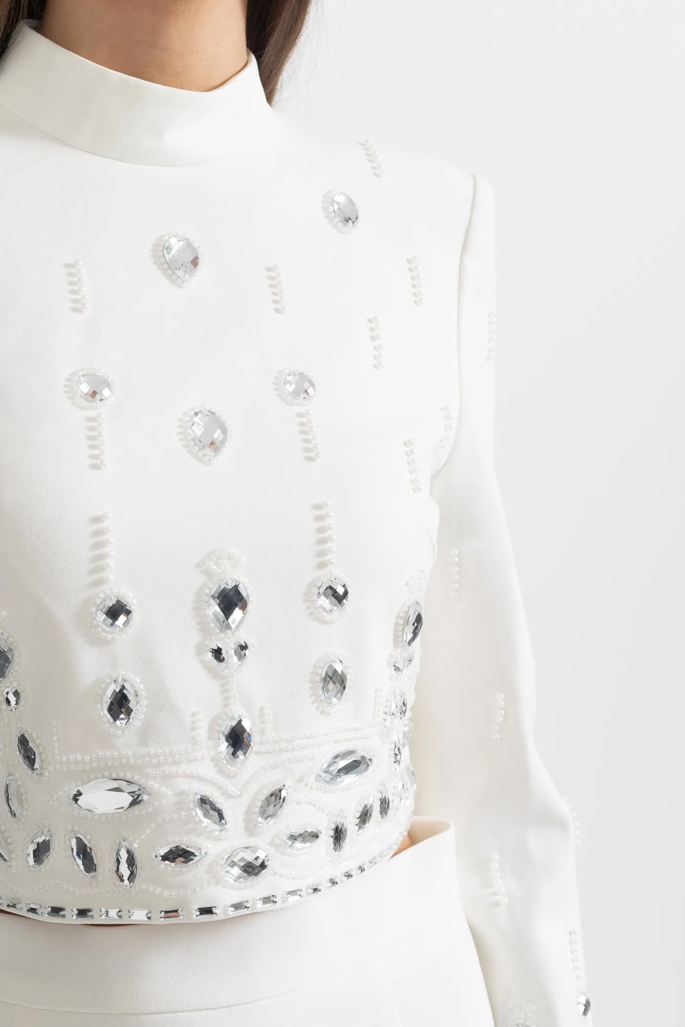 Diamond Embroidered Mini Skirt Set
