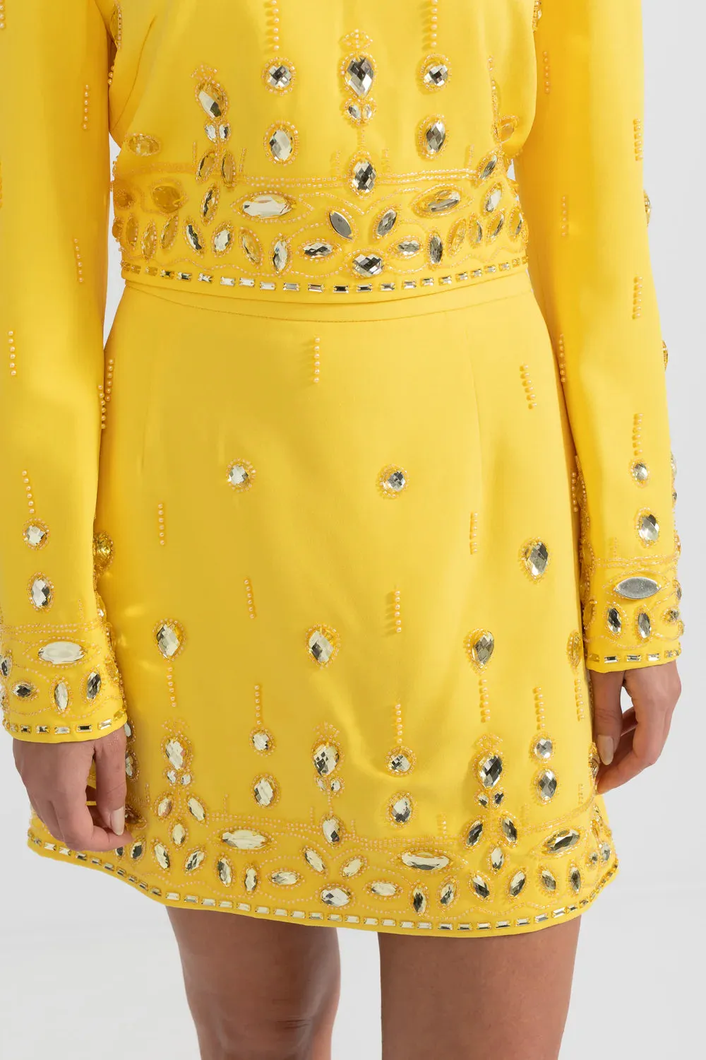 Diamond Embroidered Mini Skirt Set