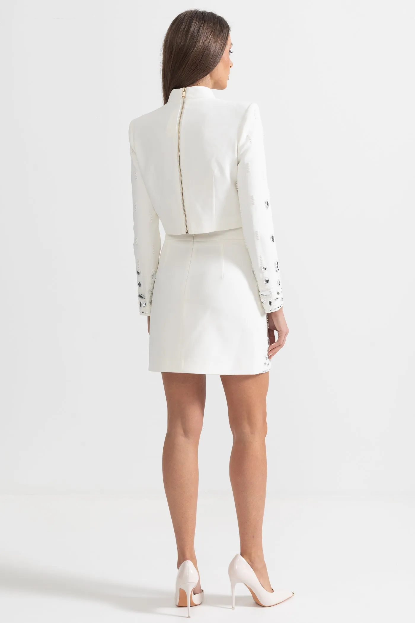 Diamond Embroidered Mini Skirt Set
