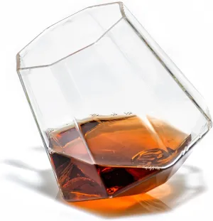 Diamond Whiskey Glasses - Rocks Glass for Rum, Tequila, Scotch Glasses - Whiskey Gifts - 10oz Cocktail, Lowball, Old Fashioned Glass - Unique Bar Decor & Bourbon Gifts by Prestige (Set of 8)