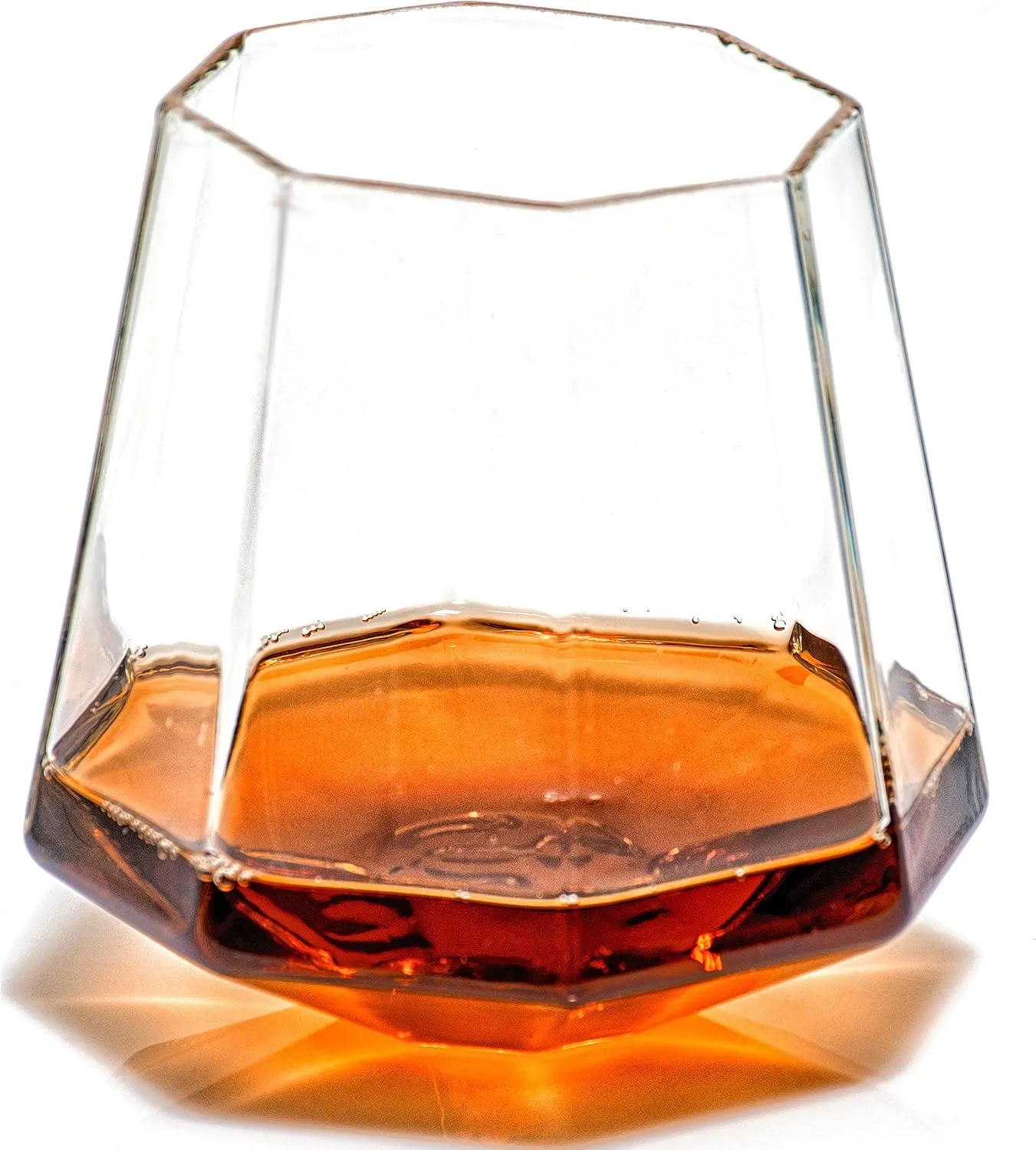Diamond Whiskey Glasses - Rocks Glass for Rum, Tequila, Scotch Glasses - Whiskey Gifts - 10oz Cocktail, Lowball, Old Fashioned Glass - Unique Bar Decor & Bourbon Gifts by Prestige (Set of 8)