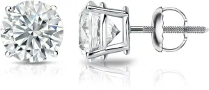 Diamond Wish 18k White Gold Round Diamond Stud Earrings (1 1/4ct TW, G-H, SI1-SI2, IGI Certified) 4-Prong Basket, Screw Back