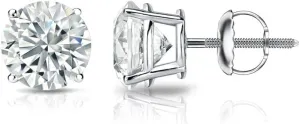 Diamond Wish 18k White Gold Round Diamond Stud Earrings (1/4ct TW, G-H, SI2-I1) 4-Prong Basket, Screw Back