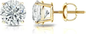 Diamond Wish 18k Yellow Gold Round Diamond Stud Earrings (3/5ct TW, H-I, I2-I3) 4-Prong Basket, Screw Back