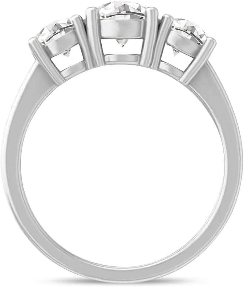 Diamond2Deal 14k Gold Round Lab Grown Diamond 3-Stone Engagement Wedding Ring (D-E Color, VS Clarity) (1/2 Ct to 3 Ct)