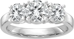 Diamond2Deal 14k Gold Round Lab Grown Diamond 3-Stone Engagement Wedding Ring (D-E Color, VS Clarity) (1/2 Ct to 3 Ct)