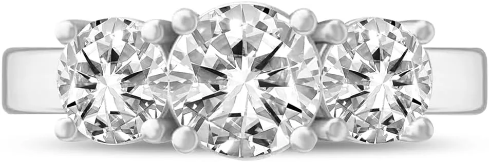 Diamond2Deal 14k Gold Round Lab Grown Diamond 3-Stone Engagement Wedding Ring (D-E Color, VS Clarity) (1/2 Ct to 3 Ct)