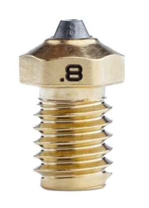 Diamondback Nozzles – V6 Compatible – Polycrystalline Solid Diamond Tip 3D Printer Nozzles, Improved Extrusion, Any Filament, Long Life, Wear Resistant, USA Made (Brass) (0.8mm)