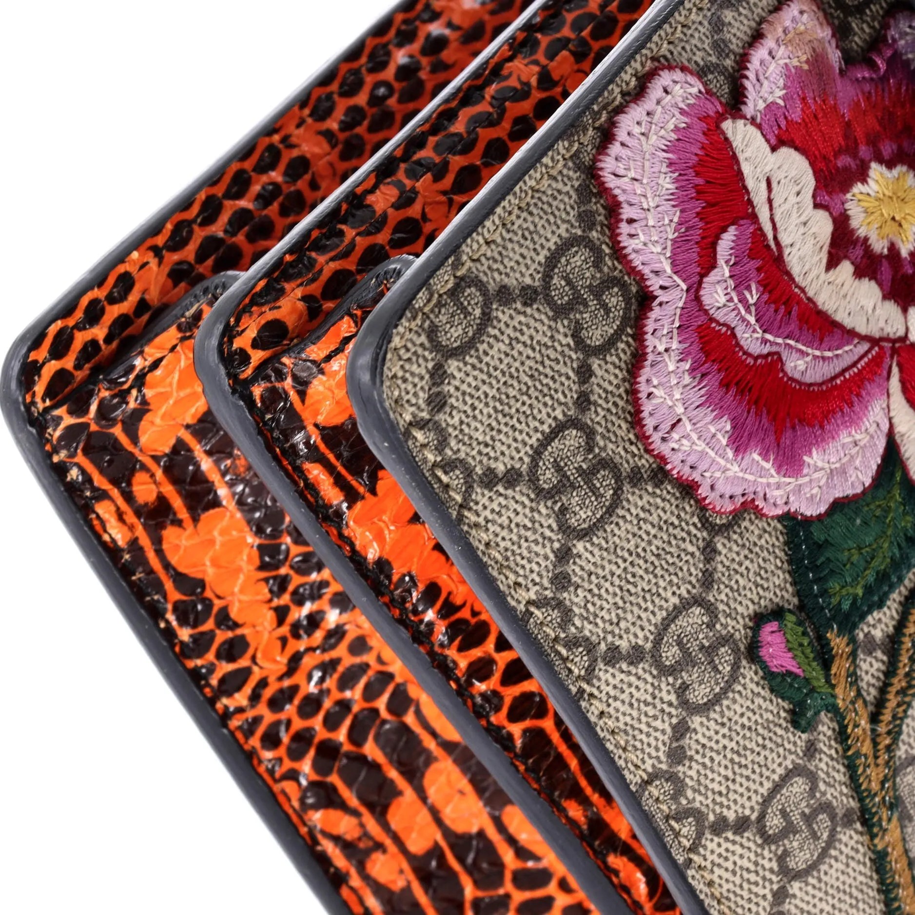 Dionysus Bag Embroidered GG Coated Canvas with Python Medium