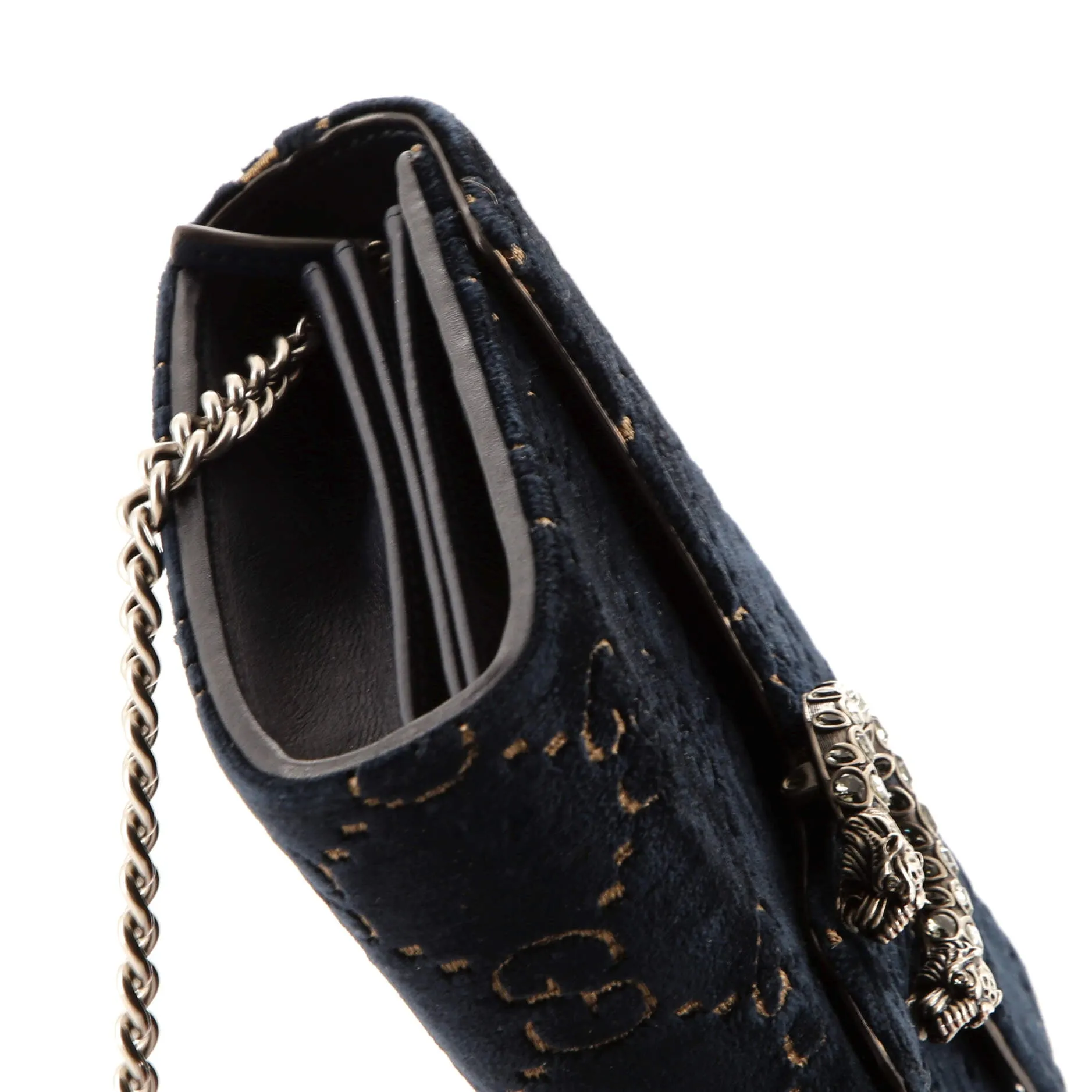 Dionysus Chain Wallet GG Velvet Small