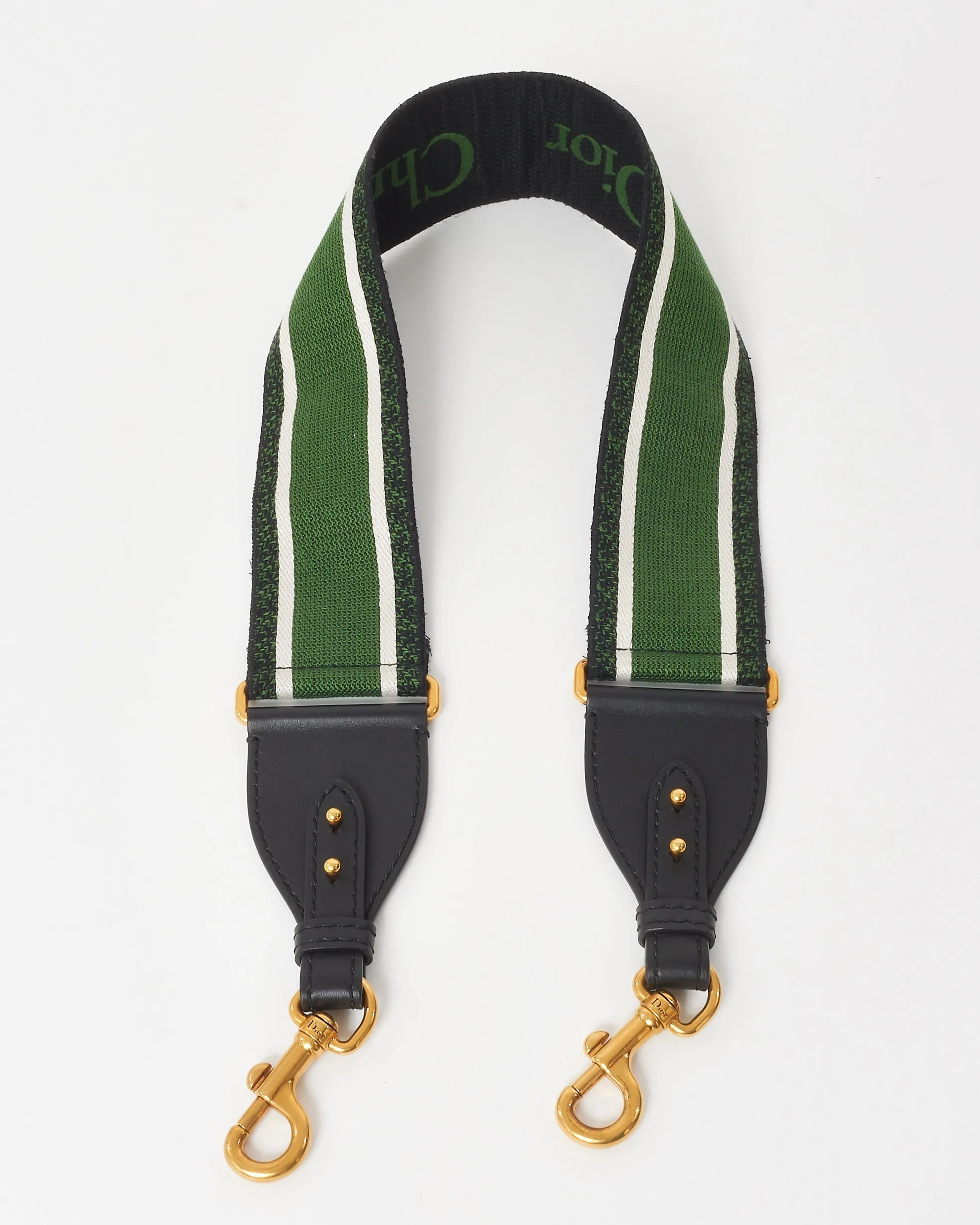 Dior Green & Black Embroidered Canvas Logo Strap