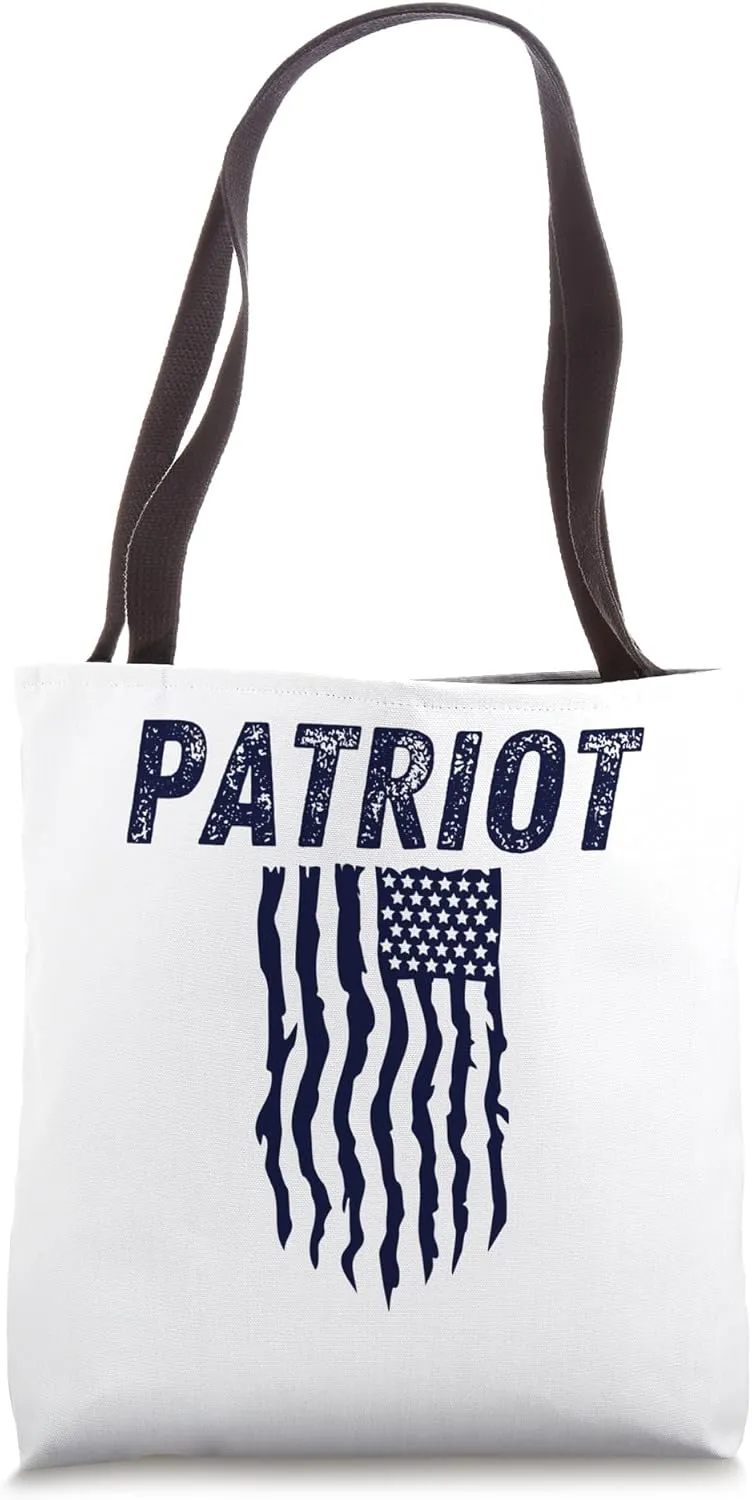 Distressed Flag and Distressed Patriot Design Tote Bag