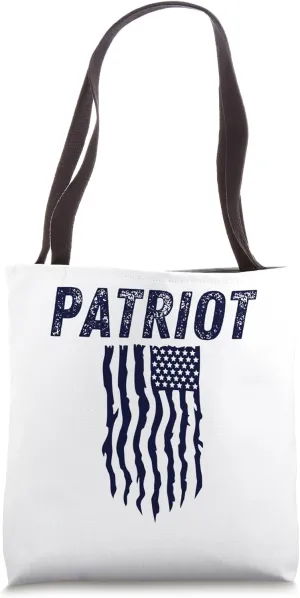 Distressed Flag and Distressed Patriot Design Tote Bag
