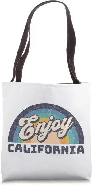 Distressed Retro Rainbow Enjoy California Tote Bag