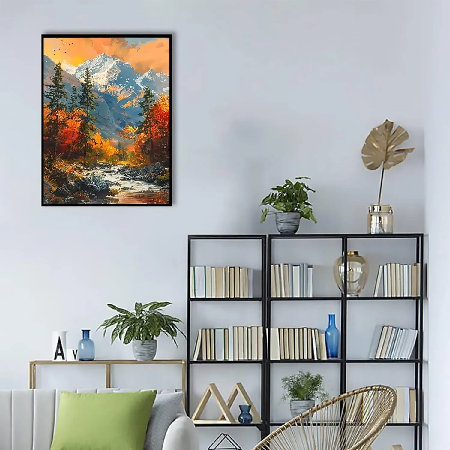 DIY Adult Diamond Art Kit for Snowy Mountain Sunset Scene, 5D Full Diamond Diamond Art for Alpine Scenery Lovers Buy for Small Fresh Home Living Room Office Wall Decoration 20x24 Inch