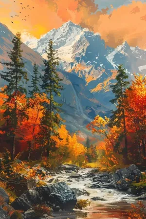 DIY Adult Diamond Art Kit for Snowy Mountain Sunset Scene, 5D Full Diamond Diamond Art for Alpine Scenery Lovers Buy for Small Fresh Home Living Room Office Wall Decoration 20x24 Inch