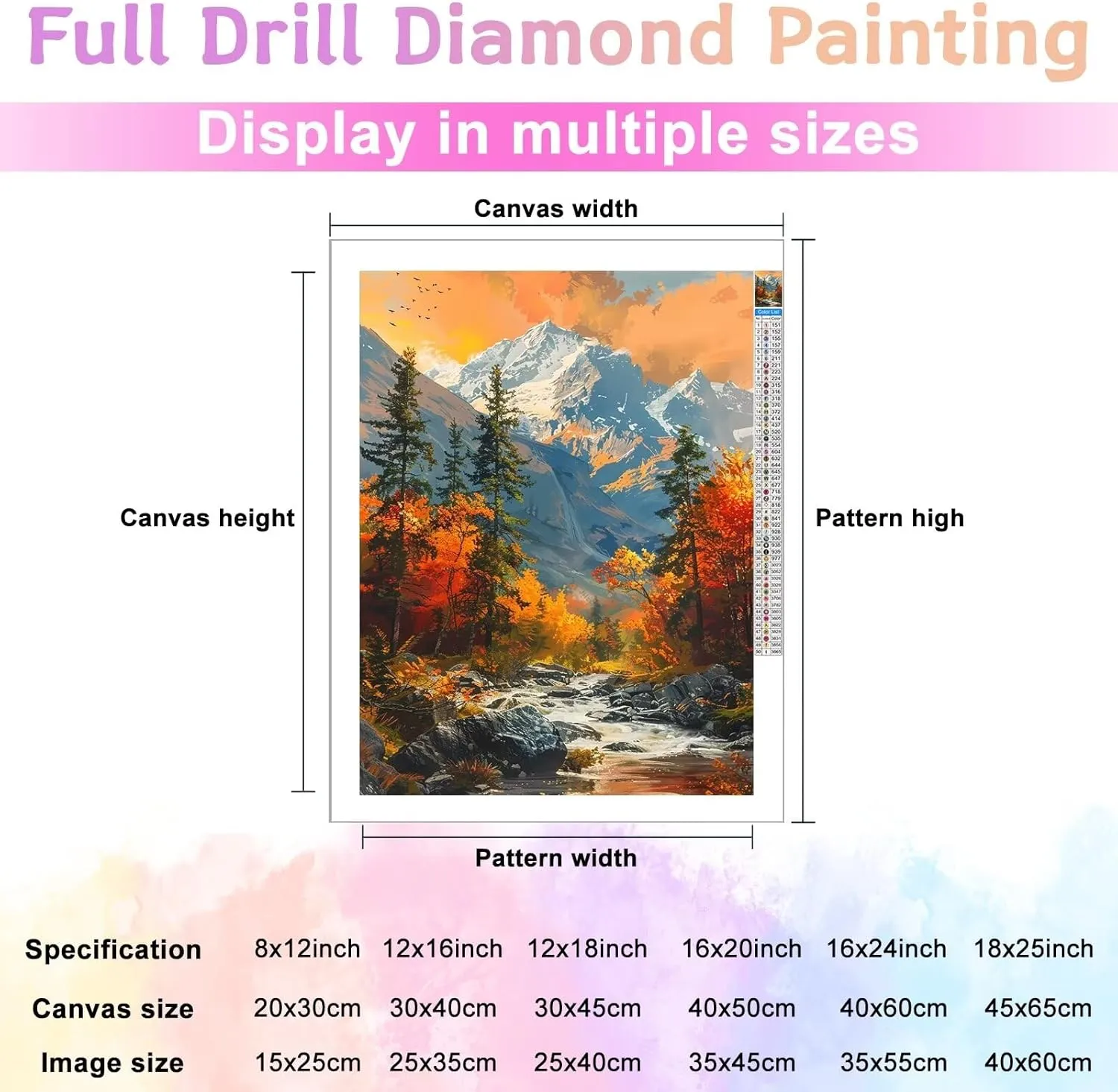 DIY Adult Diamond Art Kit for Snowy Mountain Sunset Scene, 5D Full Diamond Diamond Art for Alpine Scenery Lovers Buy for Small Fresh Home Living Room Office Wall Decoration 20x24 Inch