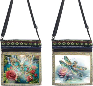 DIY Diamond Art Painting Crossbody Bag Canvas Ethnic Minority Style Unique Fashion Single Room Messenger Bag for Women-2PCS