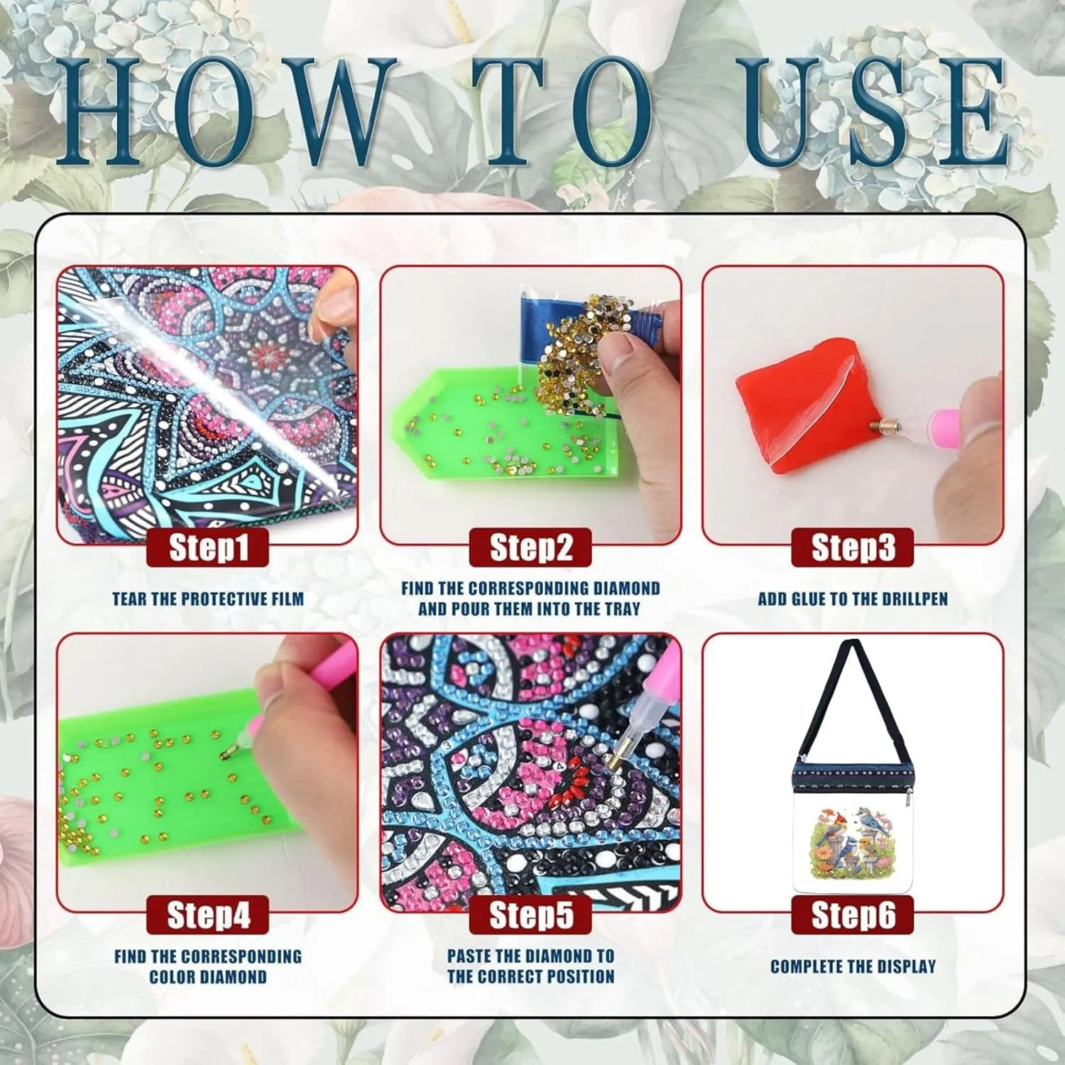 DIY Diamond Art Painting Crossbody Bag Canvas Ethnic Minority Style Unique Fashion Single Room Messenger Bag for Women-Birds