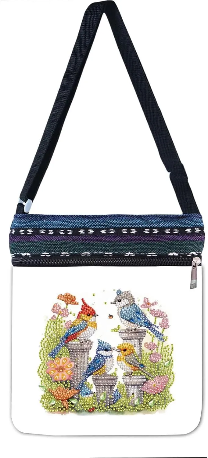 DIY Diamond Art Painting Crossbody Bag Canvas Ethnic Minority Style Unique Fashion Single Room Messenger Bag for Women-Birds