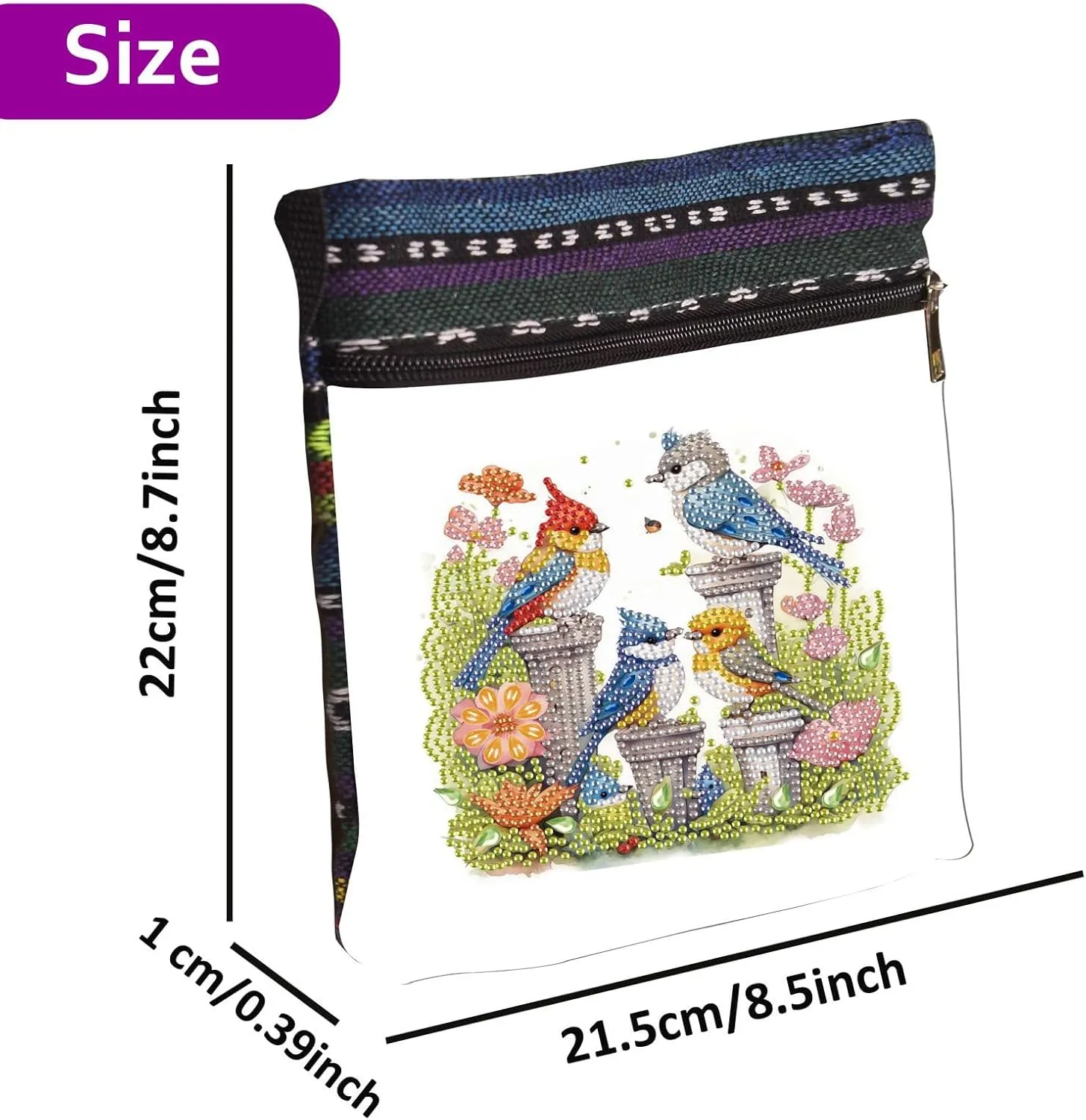 DIY Diamond Art Painting Crossbody Bag Canvas Ethnic Minority Style Unique Fashion Single Room Messenger Bag for Women-Birds