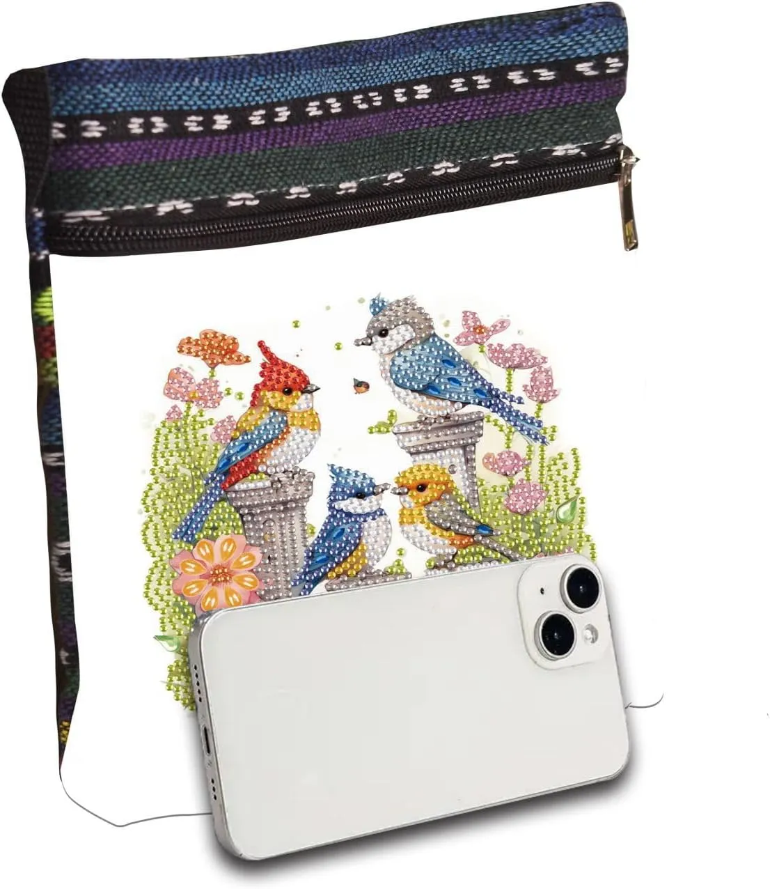DIY Diamond Art Painting Crossbody Bag Canvas Ethnic Minority Style Unique Fashion Single Room Messenger Bag for Women-Birds