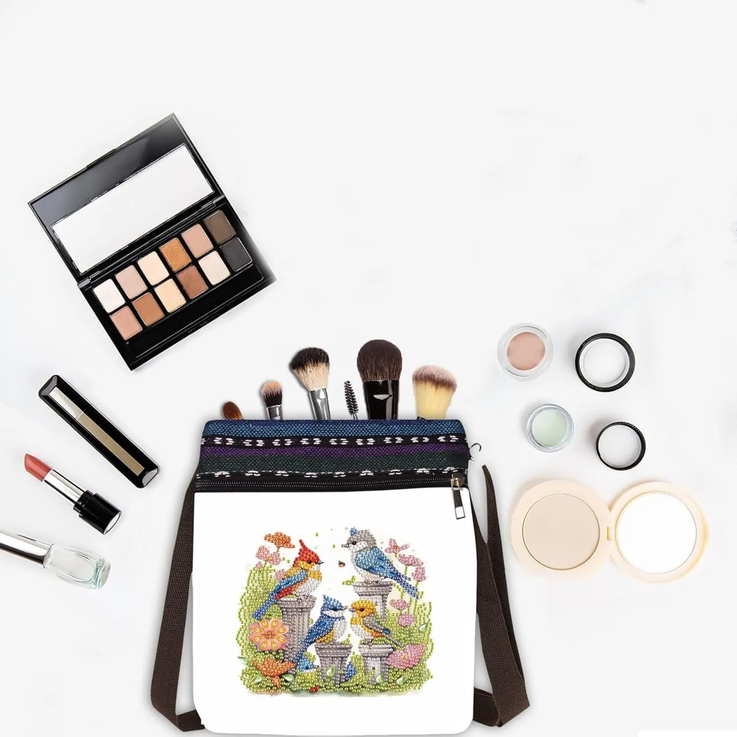 DIY Diamond Art Painting Crossbody Bag Canvas Ethnic Minority Style Unique Fashion Single Room Messenger Bag for Women-Birds