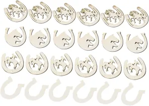 DIY Horseshoes Cutout 48pcs Wooden Slices Horse Shoes Decorations Craft Material for Boys and Girls