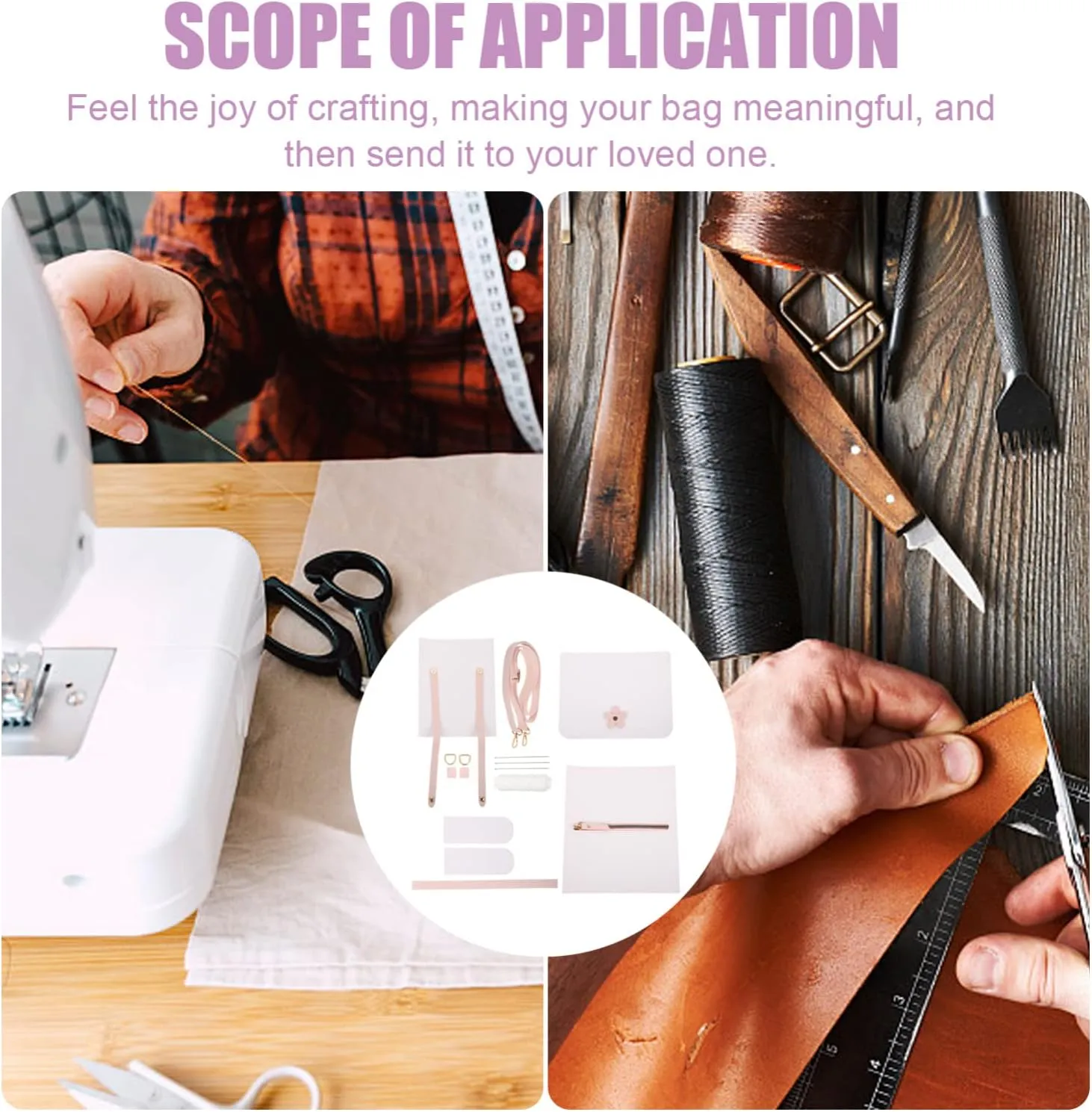 DIY Leather Bag Kit Craft PU Chain Bags DIY Small Crossbody Shoulder Bags Accessories White Shoulder Bag Making Kit for Craft PU Laminated Leathercraft