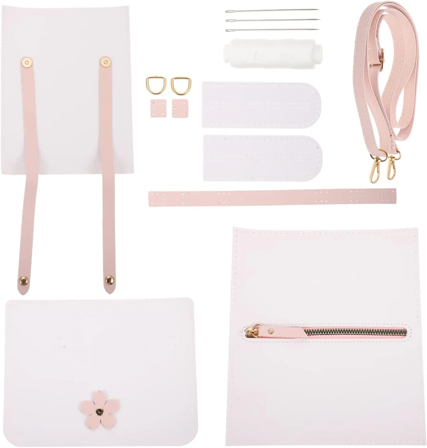 DIY Leather Bag Kit Craft PU Chain Bags DIY Small Crossbody Shoulder Bags Accessories White Shoulder Bag Making Kit for Craft PU Laminated Leathercraft