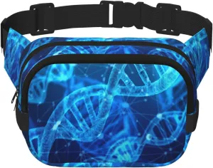 Dna Chain Photo Print Unisex Square Double Layer Waist Bag Trendy Crossbody Fanny Pack Travel Workouts