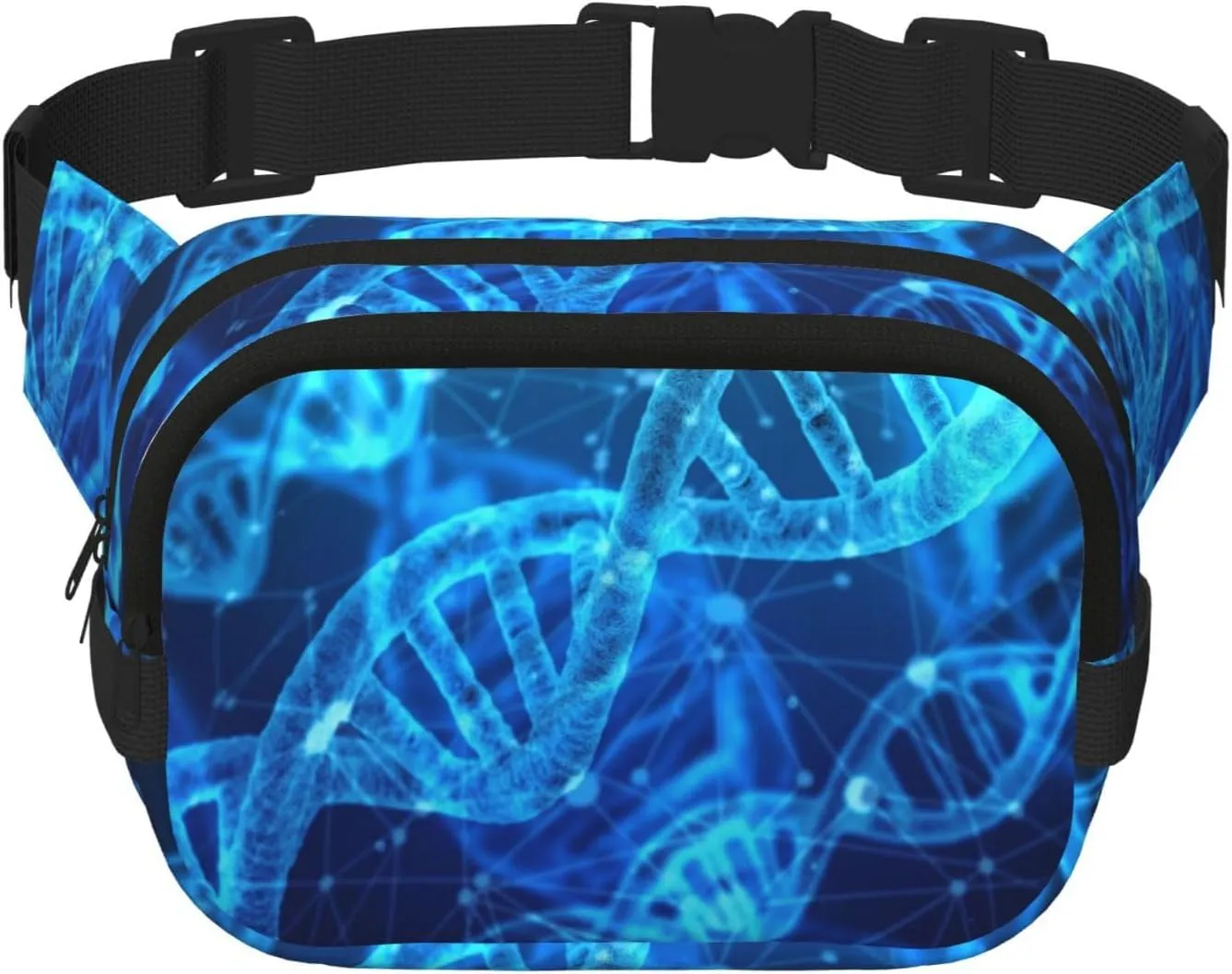 Dna Chain Photo Print Unisex Square Double Layer Waist Bag Trendy Crossbody Fanny Pack Travel Workouts