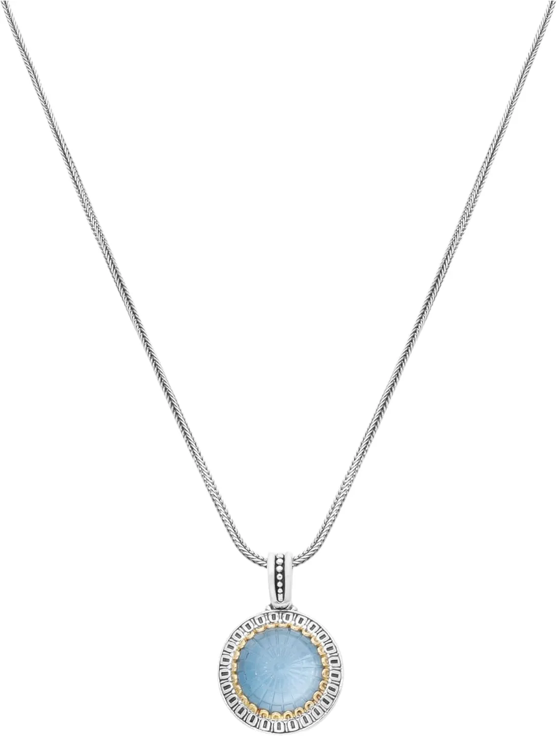 Dome Silver 18k Gold, Blue Spinel Mother of Pearl Pendant with Chain MEKJ732-628