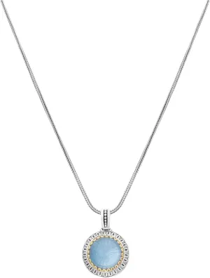 Dome Silver 18k Gold, Blue Spinel Mother of Pearl Pendant with Chain MEKJ732-628